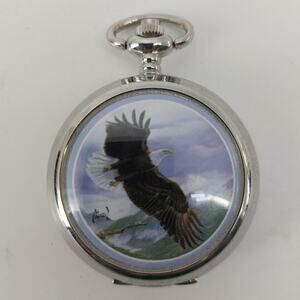 Collectible Pocket Watch Eagle Watch Majestic Flight Mountain Sky Al Agnew Avon